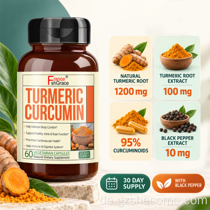 Shecome Kurkuma-Curcumin-Kapseln unterstützen die Gelenke und das Gehirn